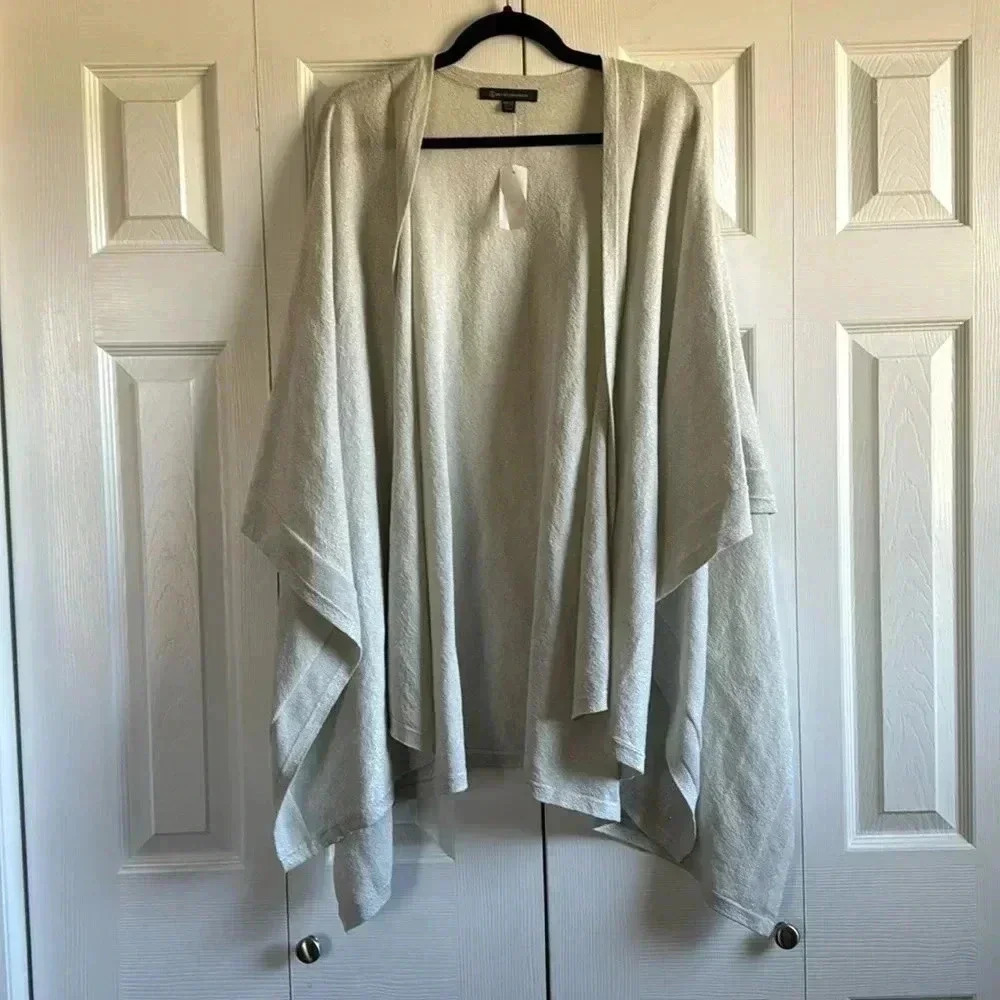 NWT Brooks Brothers Wrap Shawl Poncho Cover-Up Silver Sparkle